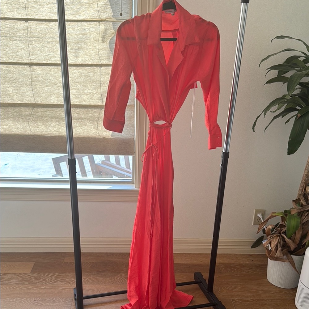 Young Fabulous & Broke Red Wrap Gown with Notched Collar